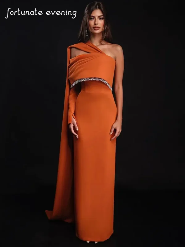 Elegant Orange Prom Dresses with Crystal Beads and Ruffle Detail