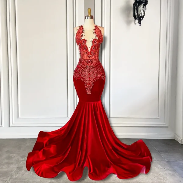 Orange prom dresses luxury beaded mermaid gala gowns
