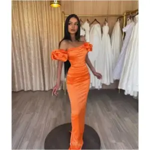 Orange Prom Dress Cathy Off-Shoulder Mermaid Strapless Elegant Evening Gown Sleeveless
