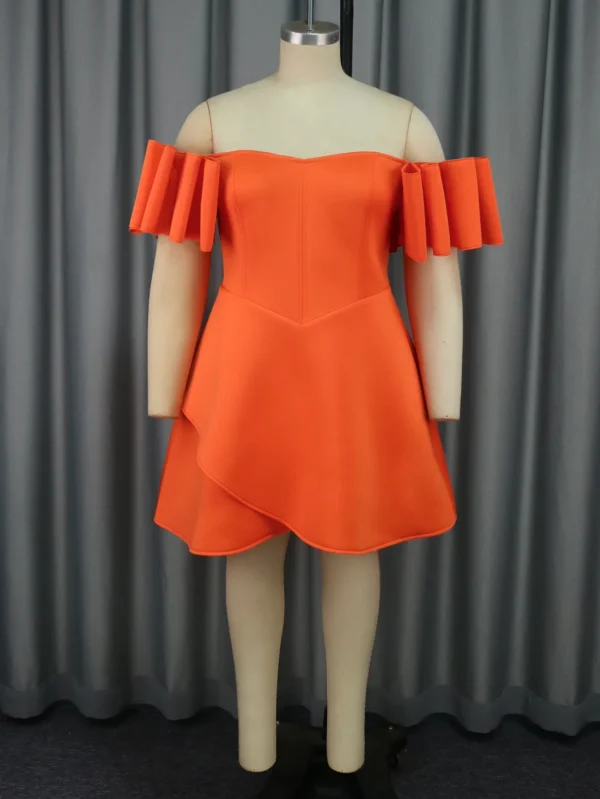 Women Orange Off Shoulder A-Line Cocktail Party Prom Dress 2025 - Image 5
