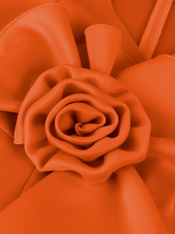 Stylish Orange Sheath Bodycon Ruffle Flower Party Prom Dress 4XL - Image 4
