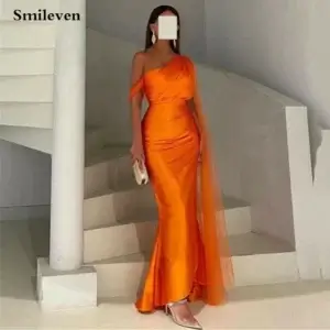 Orange Prom Dress Sleeveless Mermaid Sexy Evening Party Gown