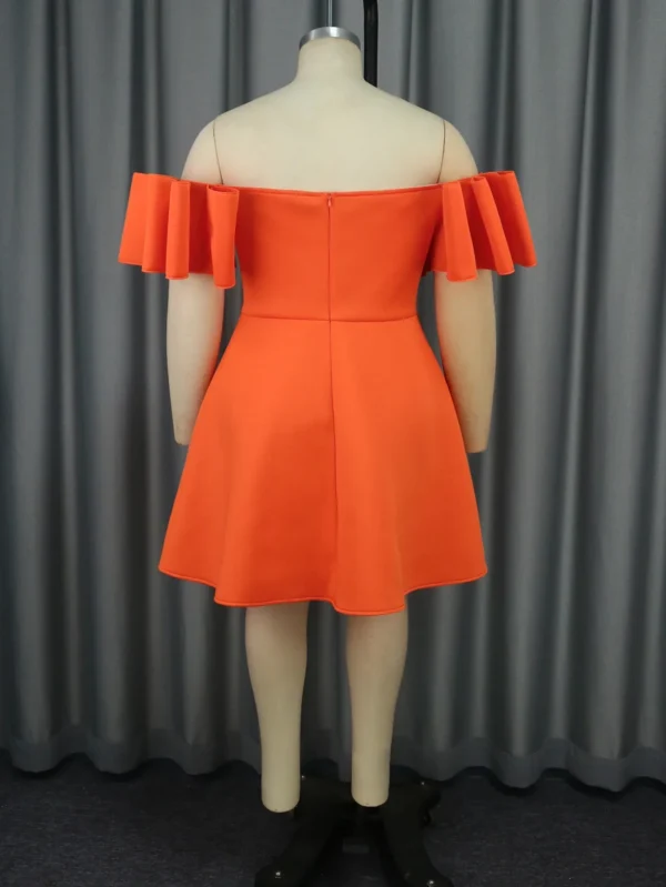 Women Orange Off Shoulder A-Line Cocktail Party Prom Dress 2025 - Image 6