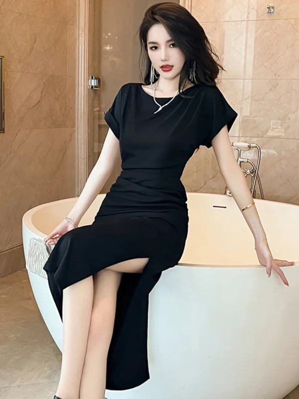Vintage French Style Orange Black Summer Maxi Dress For Women - Image 6