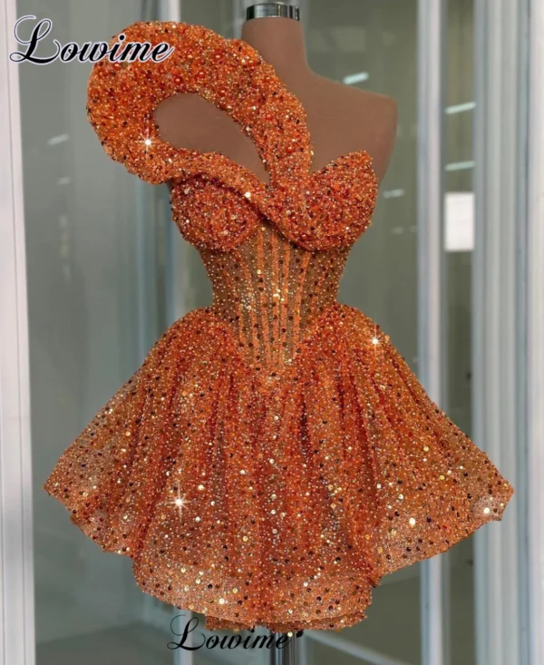 Orange prom dresses: Sparkly, short, sexy cocktail birthday party dresses