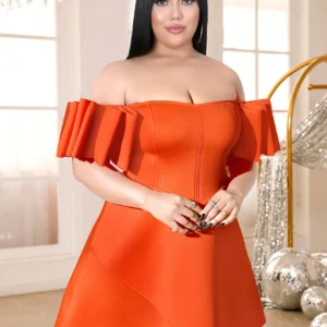 Orange Backless Off-Shoulder Mini Dress For Sexy Party Proms
