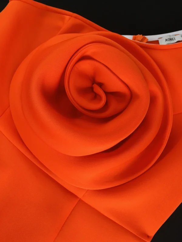 Orange One Shoulder Ruffled Bodycon Dress Elegant Wedding Guest - Image 6