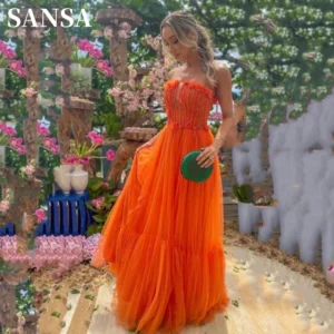 Elegant Orange V Neck Chiffon Maxi Dress With Bat Sleeves For Wedding Guests