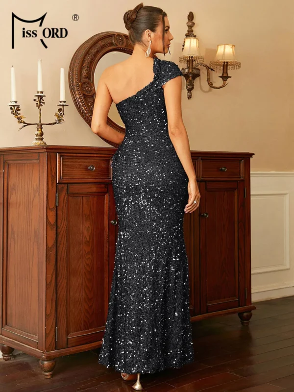 Missord Orange Sequin One Shoulder Mermaid Party Dress Prom Gown - Image 6