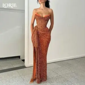 Orange Prom Dress Sweetheart Sparkly Formal Evening Gown Cocktail Party Dress
