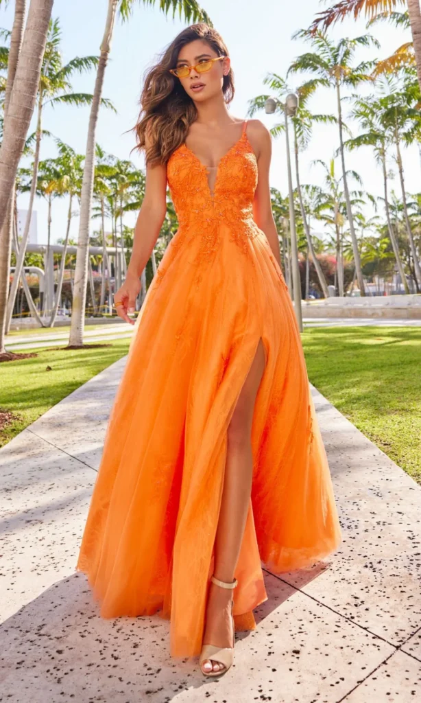 High-Low Orange Prom Dresses