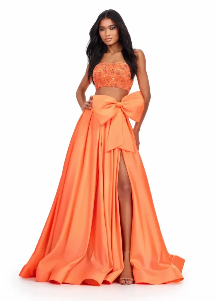 Plain vs Embellished Orange Prom Dresses